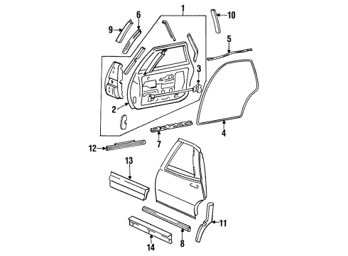 1994 Buick Regal Reinforce Bar, Rear Passenger Side Diagram for 10180214