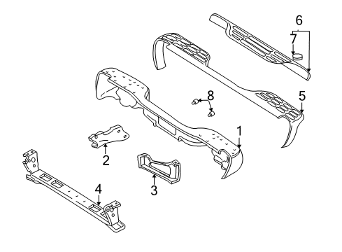 2004 Chevy Avalanche 2500 Bumper & Components - Rear Diagram 2 - Thumbnail