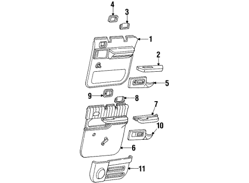 1997 Chevy C2500 Suburban Interior Trim - Rear Door Diagram