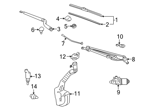 2009 Chevy Impala Wiper & Washer Components Diagram