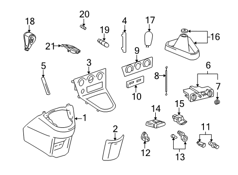 2004 Pontiac Vibe Lighter Assembly Retainer Diagram for 94853080
