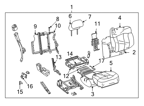 2002 Chevy Avalanche 1500 Front Seat Components Diagram 3 - Thumbnail