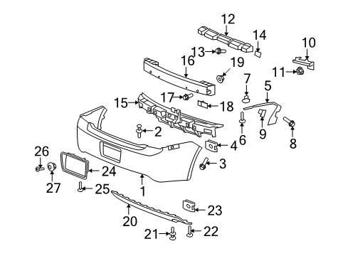 2009 Chevy Malibu Bumper & Components - Rear Diagram 2 - Thumbnail