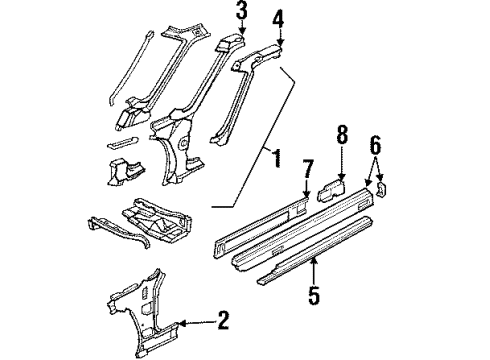 1994 Pontiac Grand Prix Rocker Panel, Passenger Side Diagram for 10276516