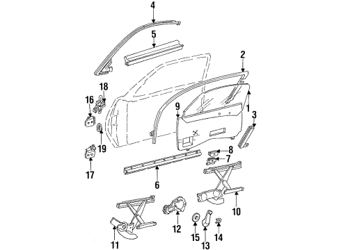 1996 Pontiac Grand Am Run Channel, Black, Front Driver Side Diagram for 22605805