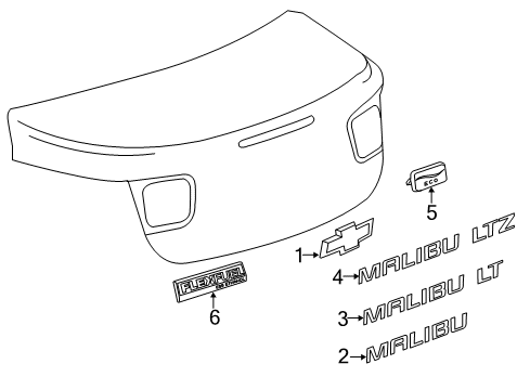2015 Chevy Malibu Exterior Trim - Trunk Diagram