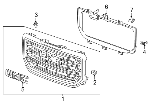 2016 GMC Sierra 1500 Grille Diagram for 23258406