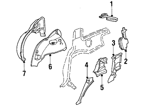 1989 Pontiac Grand Am Inner Structure & Rails - Quarter Panel Diagram 2 - Thumbnail