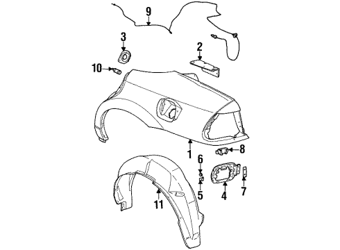 2002 Saturn SL2 Quarter Panel & Components Diagram