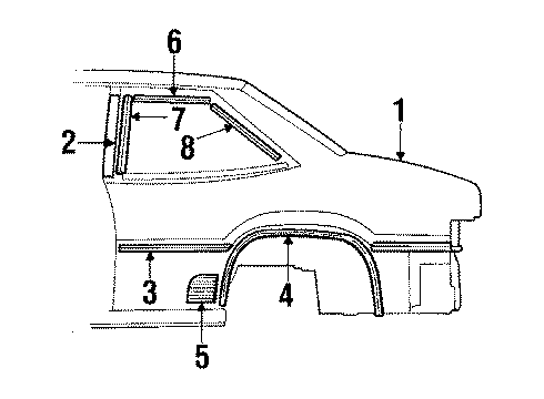 1985 Chevy Citation II Quarter Panel & Components Diagram 2 - Thumbnail