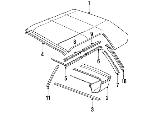 1987 Chevy Cavalier Top Cover & Components Diagram