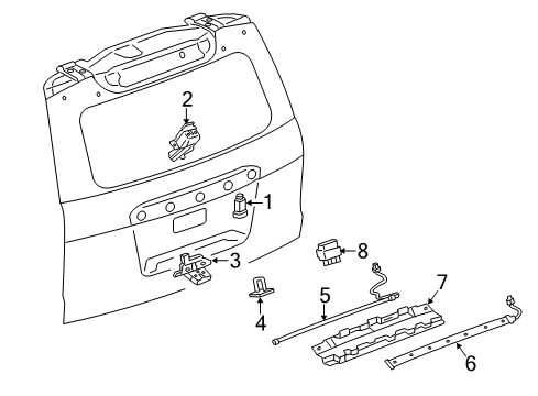 2016 Chevy Tahoe Lift Gate - Lock & Hardware Diagram