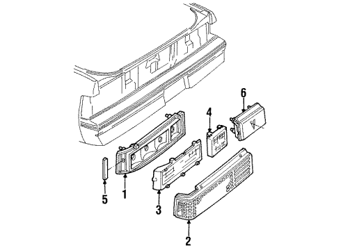 1985 Pontiac J2000 Sunbird Lens, Driver Side Diagram for 16501775
