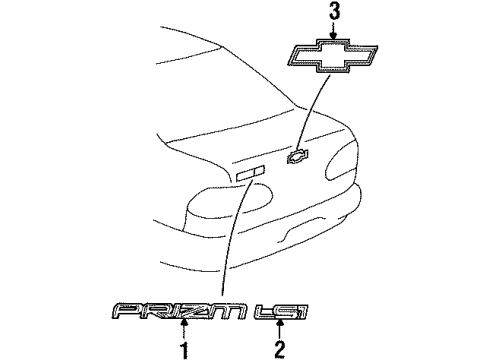 1998 Chevy Prizm Exterior Trim - Trunk Diagram