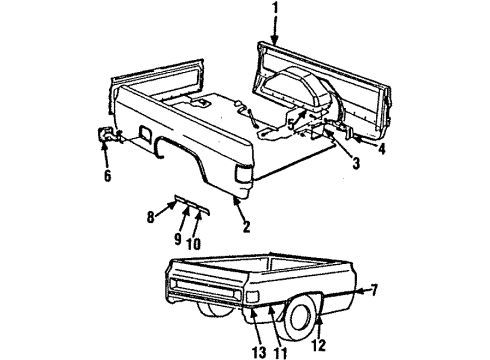 1991 Chevy V3500 Side Panel & Components Diagram