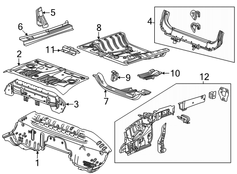 2025 Chevy Trax Rear Floor & Rails Diagram