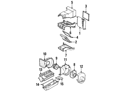 1997 Chevy C2500 Suburban A/C Evaporator & Heater Components Diagram