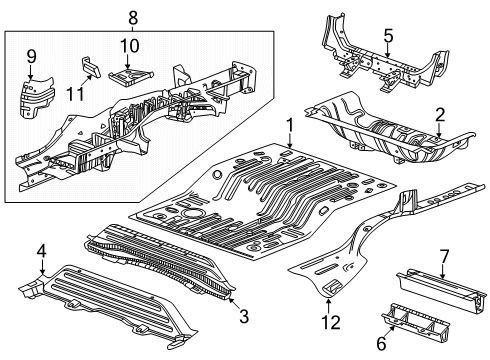 2024 Chevy Equinox EV Rear Floor & Rails Diagram