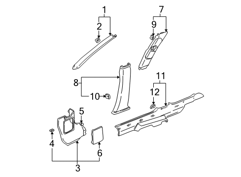 2002 Saturn L200 Interior Trim - Pillars Diagram