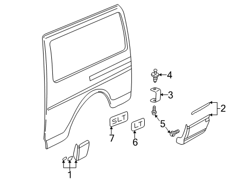2002 GMC Savana 3500 Exterior Trim - Side Panel Diagram 3 - Thumbnail