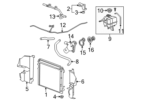 2005 Cadillac SRX Radiator & Components Diagram 3 - Thumbnail