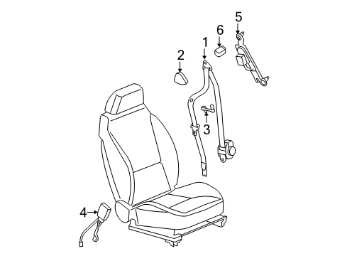 2009 Saturn Aura Buckle, Green Line; Titanium, Driver Side Diagram for 19180024