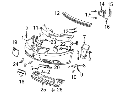 2005 Pontiac Bonneville Lower Deflector Retainer Screw, Front Diagram for 3539991