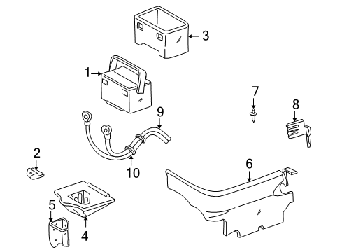 2000 Chevy Corvette Battery Tray Support Diagram for 20816872