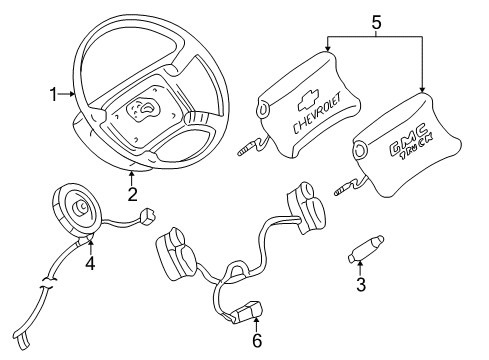 2000 Chevy S10 Steering Wheel & Trim Diagram