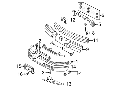 2001 Buick Century Bumper & Components - Front Diagram