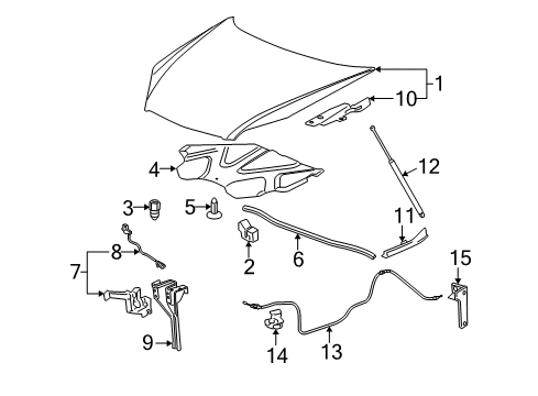 2006 Chevy Monte Carlo Hood & Components Diagram