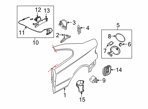 2005 Pontiac GTO Quarter Panel & Components Diagram