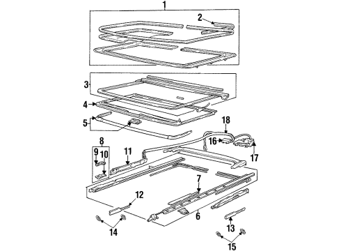 1998 Oldsmobile Aurora Sunroof Glass Diagram for 12371672
