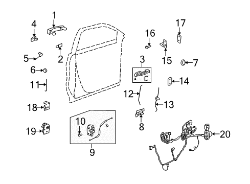 2013 Buick Enclave Lock Housing, Front Passenger Side Diagram for 20910591