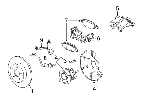 2009 Saturn Vue Brake Components Diagram 5 - Thumbnail