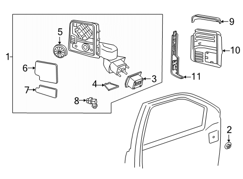 2021 Chevy Silverado 3500 HD Mirror Assembly, Black, Rear Passenger Side Diagram for 84944532