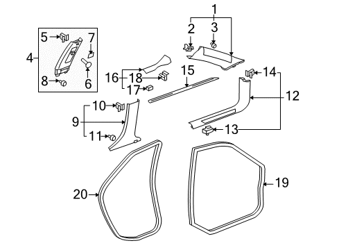 2012 Cadillac CTS Interior Trim - Pillars Diagram 3 - Thumbnail