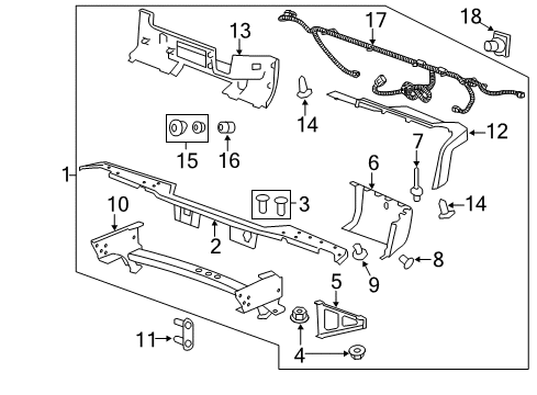 2010 Chevy Silverado 1500 Bumper & Components - Rear Diagram 2 - Thumbnail