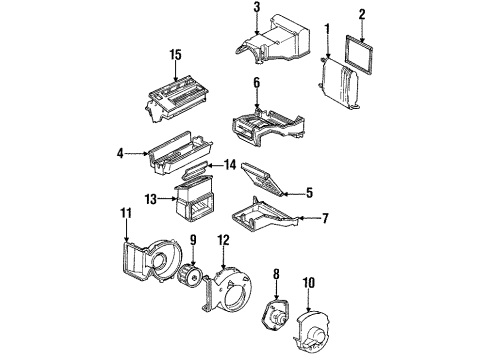 1991 Chevy C1500 A/C Evaporator & Heater Components Diagram