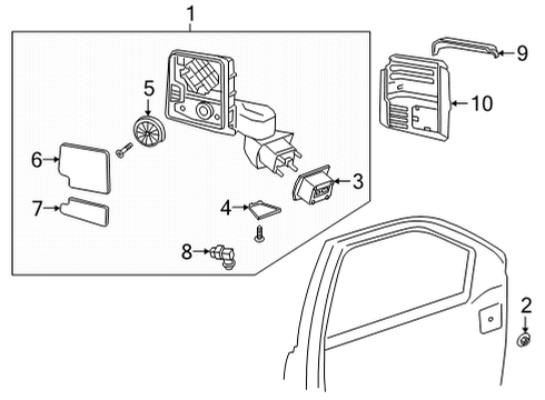 2023 GMC Sierra 2500 HD Outside Mirrors Diagram 8 - Thumbnail