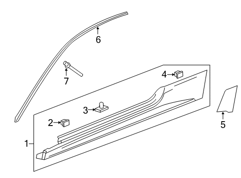 2013 Cadillac CTS Rocker Molding, Driver Side Diagram for 25946499