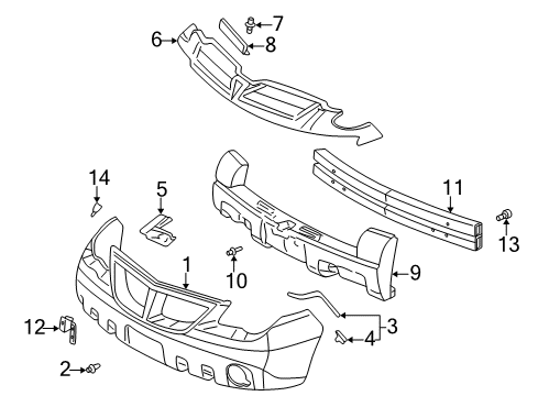 2002 Pontiac Aztek Lower Support, Passenger Side Diagram for 10423549