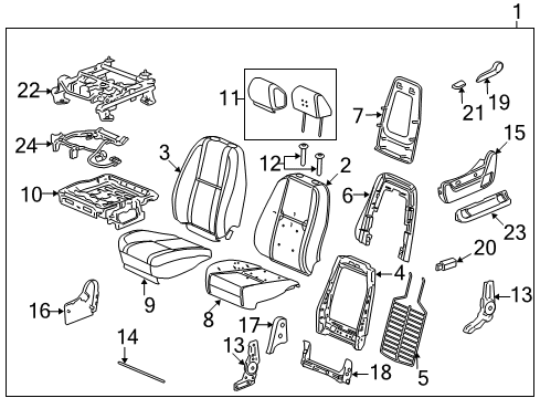 2007 GMC Yukon Seat Assembly, Driver Side Diagram for 15865116