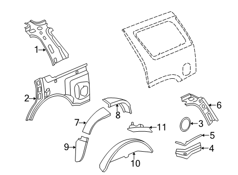 2012 Chevy Tahoe Inner Components - Quarter Panel Diagram 2 - Thumbnail