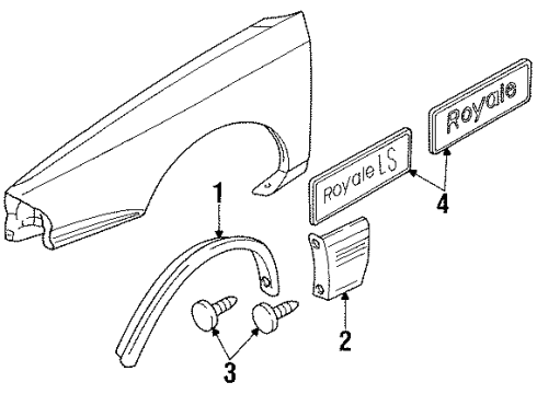 1997 Oldsmobile Regency Side Molding, Front Driver Side Diagram for 88891273