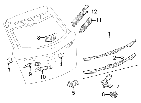 2024 Cadillac XT5 Exterior Trim - Lift Gate Diagram