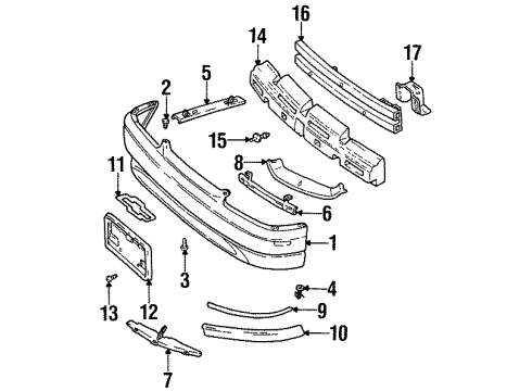 1996 Chevy Monte Carlo Bumper & Components - Front Diagram