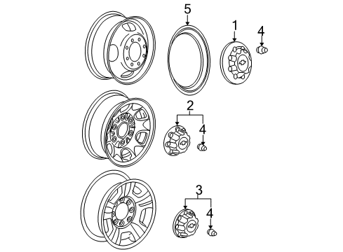 2008 Chevy Silverado 2500 HD Wheel Covers & Trim Diagram