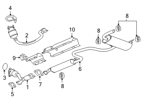2007 Pontiac G6 Catalytic Converter, Passenger Side Diagram for 19169163