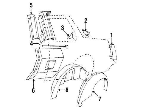 1987 Buick Century Inner Structure - Quarter Panel Diagram 2 - Thumbnail
